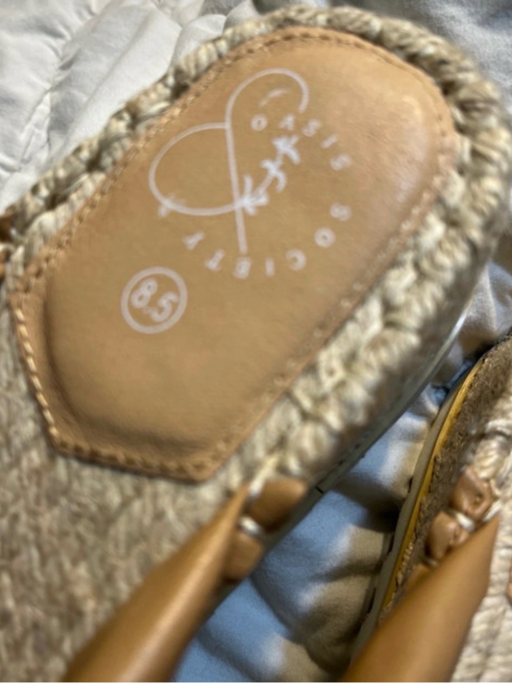 Braided Leather Espadrille Slide Sandals in Brown - Picture 3 of 6